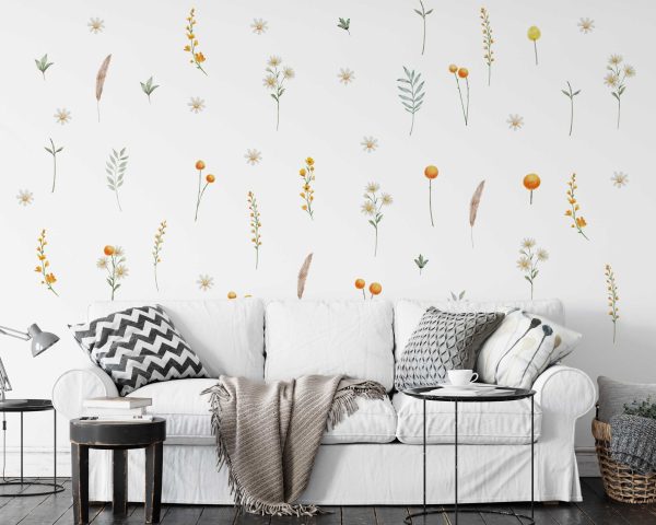Watercolor Flower Wall Art - Floral Wall Decal for Living Room & Bedroom Decor - Wall Decoration  Housewarming Gift