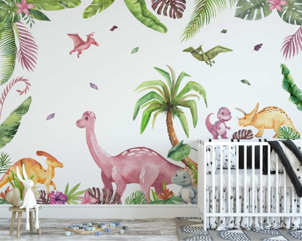 Dinosaur Nursery Wall Sticker - Cute Baby Room Wall Decals & Kids Room Decor - Dinosaur Theme Nursery Wall Art