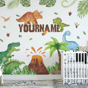 Personalized Dinosaur Name Wall Sticker - Nursery Decor & Baby Room Wall Art - Dinosaur Bedroom Decor Personalized Kids Room Wall Decal