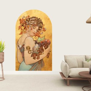 Alphonse Mucha Art Nouveau Arch Wall Sticker - Vintage Portrait Wall Decor - Premium Fabric Decal - Bohemian Home Art