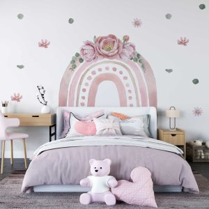 Rainbow Nursery Wall Sticker Girl Room Decor - Boho Rainbow Wall Decal for Baby Room Decor - Cute Nursery Wall Art for Girls Bedroom Decor