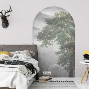 Vintage Arch Wall Decal - Nature Wall Sticker with Trees & Clouds wall art - Living Room and Bedroom Wall Decor Nature Lovers Gift