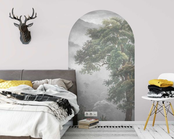 Vintage Arch Wall Decal - Nature Wall Sticker with Trees & Clouds wall art - Living Room and Bedroom Wall Decor Nature Lovers Gift
