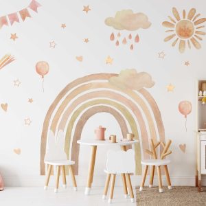 Rainbow Nursery Wall Sticker - Boho Rainbow Wall Decal for Baby Room Decor - Nursery Wall Art for Kids Room Decal