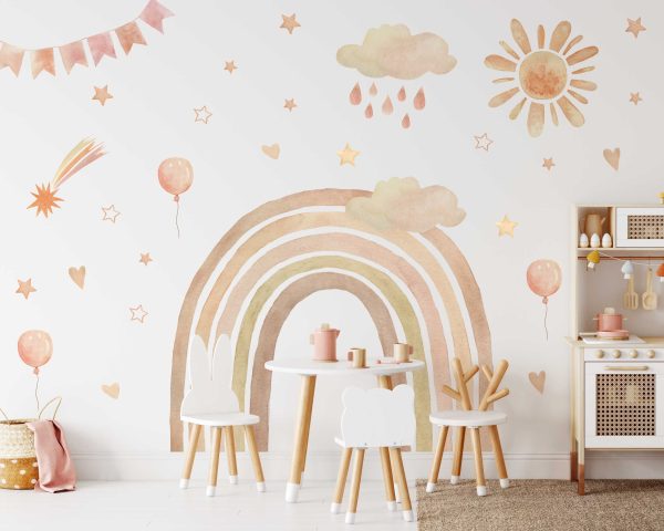 Rainbow Nursery Wall Sticker - Boho Rainbow Wall Decal for Baby Room Decor - Nursery Wall Art for Kids Room Decal