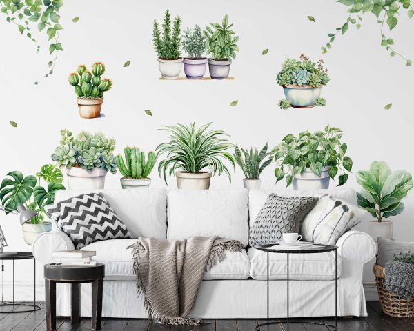 Botanical Garden Wall Sticker for Living Room decor - Nature Wall Art & Home Decor - Botanical Wall Sticker for Bedroom Decor