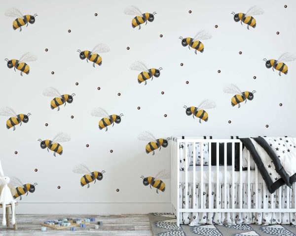 Honey Bee Wall Sticker for Kids Room - Cute Nursery Wall Sticker Playroom Wall Art - Baby Room & Girls Bedroom Decor Kids Birthday Gift
