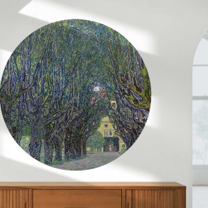 Gustav Klimt Allee at Schloss Kammer Wall Sticker - Removable Circle Vinyl Mural for Nature-Inspired Home or Office Decor