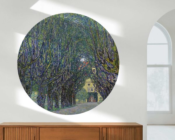 Gustav Klimt Allee at Schloss Kammer Wall Sticker - Removable Circle Vinyl Mural for Nature-Inspired Home or Office Decor