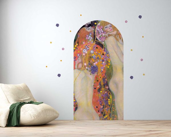 Vintage Arch Wall Decal Classic Painting - Gustav Klimt Water Serpents II Wall Sticker - Classic Home Decor & Office Wall Decoration