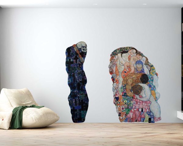 Gustav Klimt Death and Life Wall Sticker Decal - Removable Fine Art Mural Easy to Apply for Home, Office, or Living Room Decor