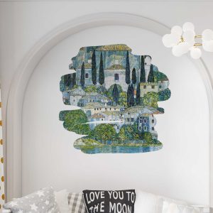 Vintage Painting wall decal - Gustav Klimt Kirche in Cassone Wall Sticker - Klimt Wall Decal for Home & Office Wall Decoration