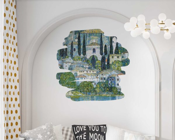 Vintage Painting wall decal - Gustav Klimt Kirche in Cassone Wall Sticker - Klimt Wall Decal for Home & Office Wall Decoration