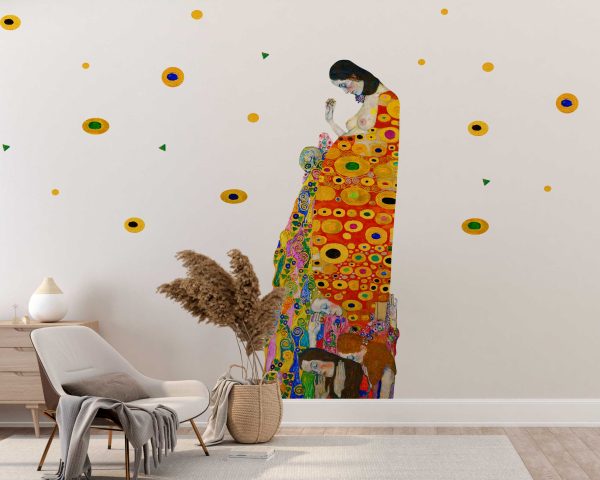 Vintage Painting Wall Sticker for Home Decor - Gustav Klimt Hope II Wall Sticker - Impressionist Mural Classic Art Wall Sticker for Office
