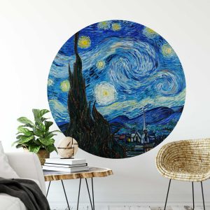 Vintage circle wall sticker - Van Gogh Starry Night Wall Decal Oil Painting - Wall Decor for Office & Living Room Vintage Gift