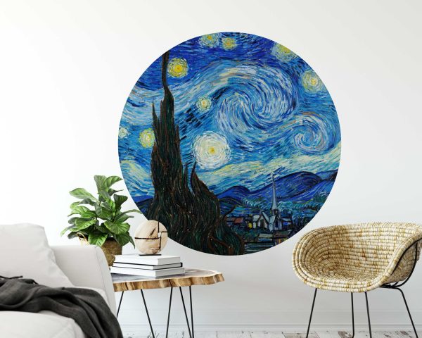Vintage circle wall sticker - Van Gogh Starry Night Wall Decal Oil Painting - Wall Decor for Office & Living Room Vintage Gift