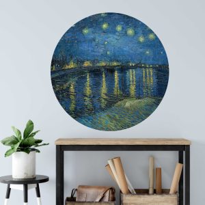 Van Gogh Starry Night circle wall sticker - Large Wall Decal Oil Painting Style - Vintage Wall Art for Office, Room & Living Room Decor