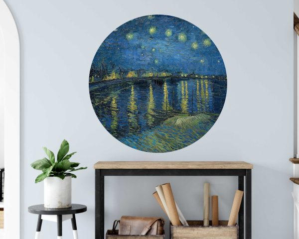 Van Gogh Starry Night circle wall sticker - Large Wall Decal Oil Painting Style - Vintage Wall Art for Office, Room & Living Room Decor