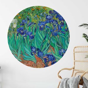 Van Gogh Circle Wall Decal - Vintage Floral Oil Painting Wall Sticker - Retro Circle Headboard decal Botanical Wall Art for Home Decor
