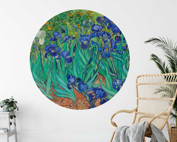 Van Gogh Circle Wall Decal - Vintage Floral Oil Painting Wall Sticker - Retro Circle Headboard decal Botanical Wall Art for Home Decor