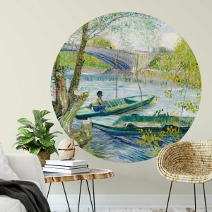 Van Gogh Painting Wall Decal - Vintage Circle Wall Sticker and Headboard Wall Art for Bedroom, Living Room Decor & Office Wall Display