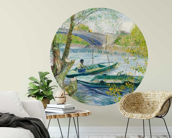Van Gogh Painting Wall Decal - Vintage Circle Wall Sticker and Headboard Wall Art for Bedroom, Living Room Decor & Office Wall Display
