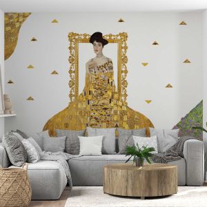 Gustav Klimt Golden Lady Wall Sticker - Elegant Fine Art Decal for Living Room, Bedroom, Office Decor, Luxurious Ornate Wall Sticker