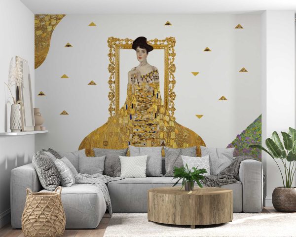 Gustav Klimt Golden Lady Wall Sticker - Elegant Fine Art Decal for Living Room, Bedroom, Office Decor, Luxurious Ornate Wall Sticker