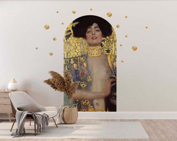 Gustav Klimt Judith & the Head of Holofernes Wall Sticker - Elegant Arch Art Nouveau Mural for Home, Bedroom, or Office Decor