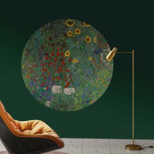 Gustav Klimt Flower Garden Headboard Wall Sticker – Removable Circle Sticker, Modern Floral Mural for Home Decor, Multiple Sizes Available