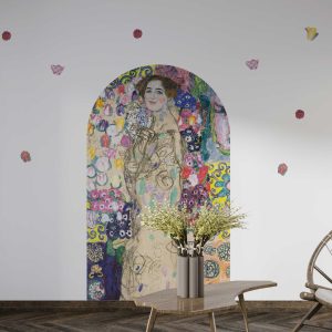 Gustav Klimt Portrait of Maria Munk Arch Wall Sticker - Elegant Removable Vinyl Art Mural for Living Room, Bedroom, or Office Decor