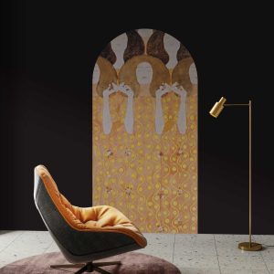 Gustav Klimt Beethoven Frieze Arch Wall Sticker - Elegant Golden Fine Art Decal Removable Mural for Home or Office Decor