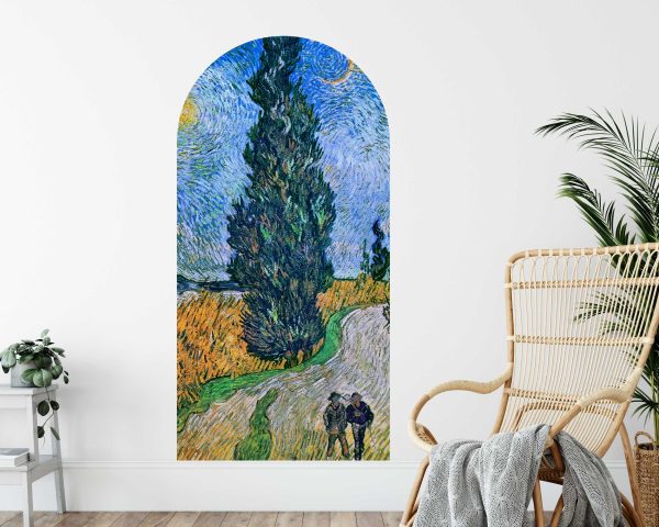 Van Gogh Painting Wall Sticker - Arch Wall Decal for Vintage Home Decor - Countryside Art for Living Room or Bedroom Accent