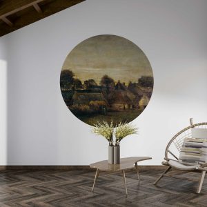 Van Gogh Circle Wall Sticker - Vintage Countryside Painting Vintage Wall Decal & Headboard Mural Wall Sticker for Bedroom, Living Room Decor