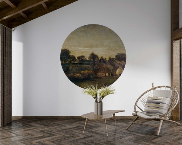 Van Gogh Circle Wall Sticker - Vintage Countryside Painting Vintage Wall Decal & Headboard Mural Wall Sticker for Bedroom, Living Room Decor