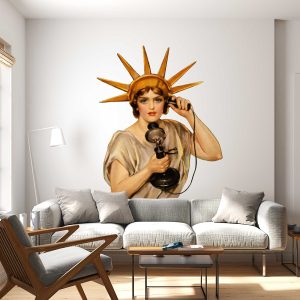 American Wall Art for Living Room Decor - Statue of Liberty Vintage Wall Sticker - Retro Home, Living Decor & Bedroom Wall Decor