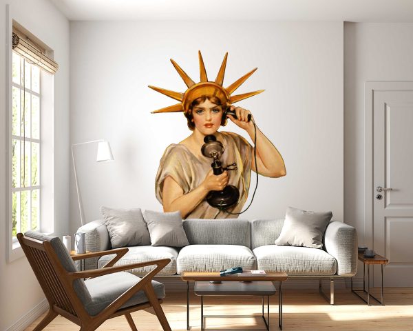 American Wall Art for Living Room Decor - Statue of Liberty Vintage Wall Sticker - Retro Home, Living Decor & Bedroom Wall Decor