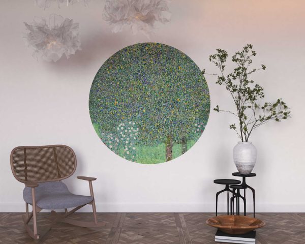 Gustav Klimt Rosebushes Under the Trees Arch Wall Decal - Botanical Headboard Decal for Bedroom, Living Room, or Home Office Decor