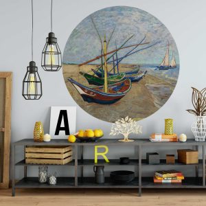 Van Gogh Circle Wall Sticker - Vintage Wall Decal with Oil Painting Style - Gallery Wall Art for Office Decor & Home and Living Room Decor