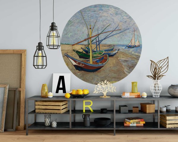 Van Gogh Circle Wall Sticker - Vintage Wall Decal with Oil Painting Style - Gallery Wall Art for Office Decor & Home and Living Room Decor