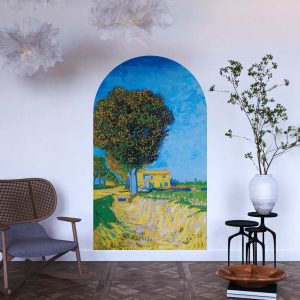 Van Gogh Arch Wall Sticker - Vintage Yellow House Painting Wall Decal - Countryside Artwork for Retro Home Decor