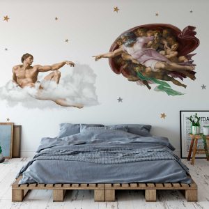 Creation of Adam Wall Sticker - Vintage Painting Wall Art Classic Wall Decoration - Modern Art Wall Decal for Home & Office Decor