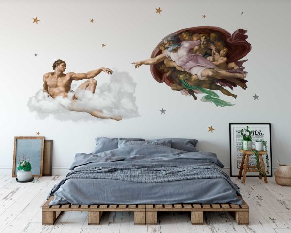 Creation of Adam Wall Sticker - Vintage Painting Wall Art Classic Wall Decoration - Modern Art Wall Decal for Home & Office Decor