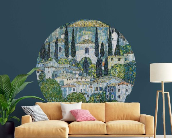 Kirche in Cassone Arch Wall Sticker Mural - Gustav Klimt Stunning Art Nouveau Headboard Decal for Bedroom, Living Room, or Office Decor