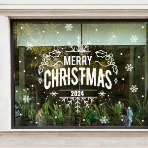 Merry Christmas 2024 holiday decor sticker perfect for adding festive charm to any space white vinyl durable Christmas Window sticker